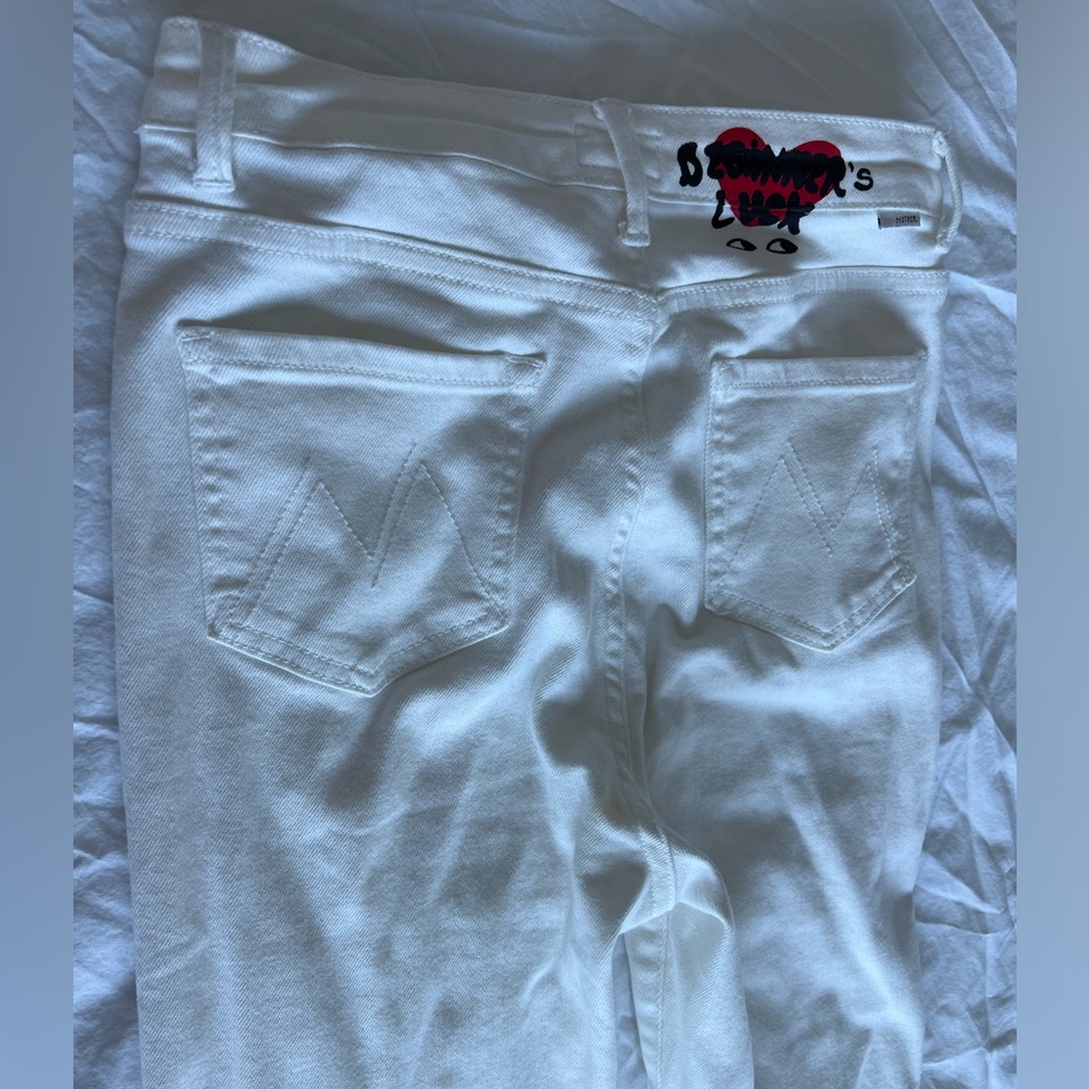 Mother Jeans White Beginner’s Luck Design